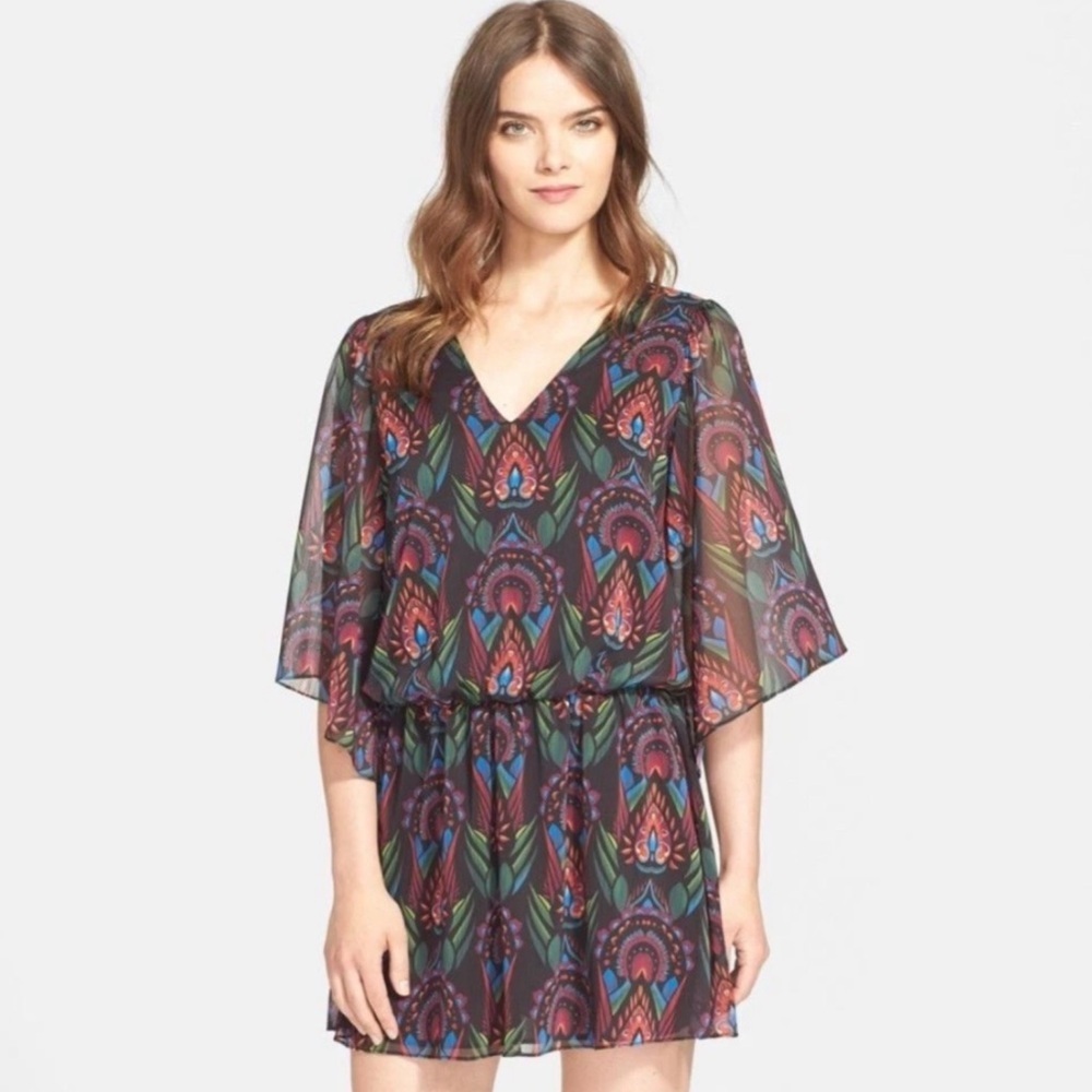 Alice Olivia Lyla Art Deco Print Chiffon Blouson Dress